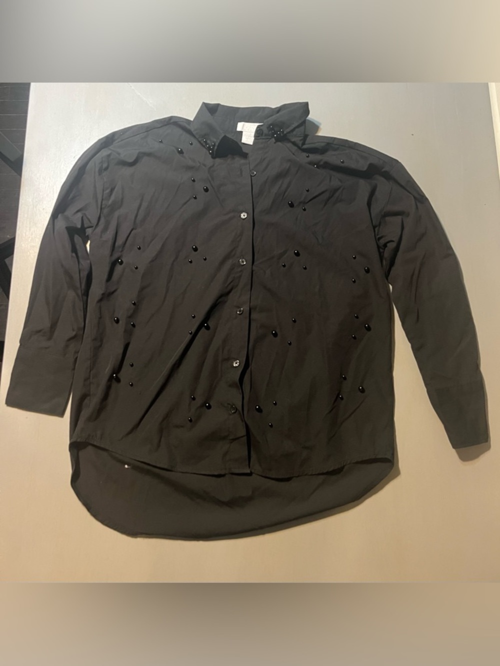 Life Clothing Co. Black Beaded Button-Down Shirt - Distressed - Size Small